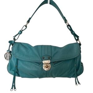 Hayden Harnett Green Leather Mini Bag Curved Handle with Fringe